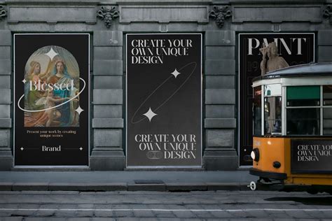 潮流户外街景广告墙广告牌VI展示效果智能贴图样机PSD设计素材-淘宝网