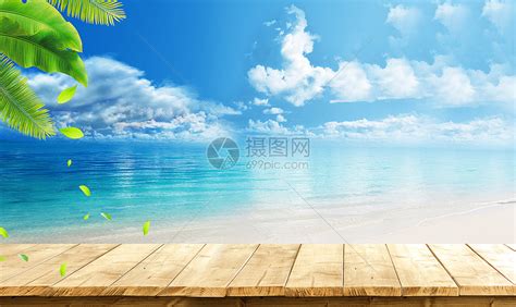 蓝色沙滩夏天海清新旅游度假活动金沙滩露营之夏-样式模板素材-135平台
