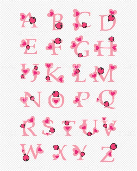 粉色字母爱心素材免费下载 - 觅知网