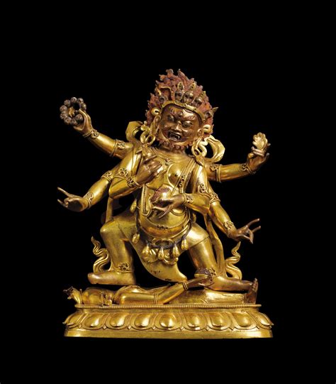 鎏金六臂玛哈嘎拉-42cm_玛哈嘎拉_护法部_佛像_产品_尼泊尔佛像网