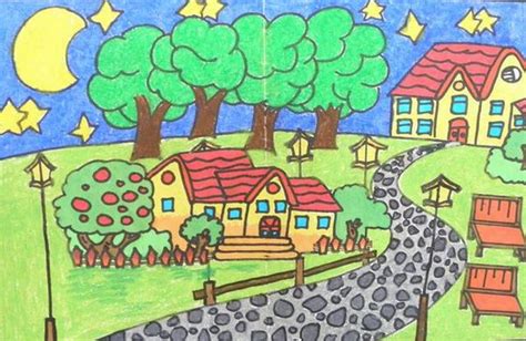 二年级简笔画我的家乡,二年级简单_大山谷图库