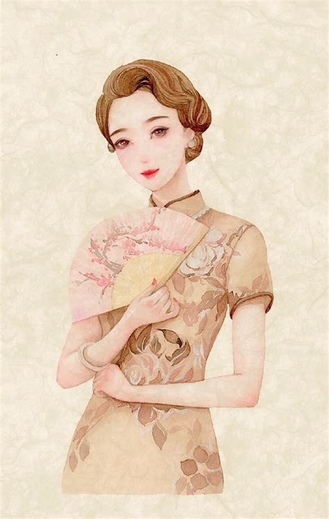 旗袍女生温柔手绘头像