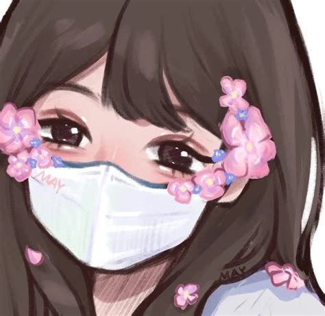 甜美女生带口罩头像动漫