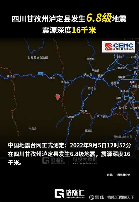 今日四川泸定地震为泸定6.8级地震的强余震