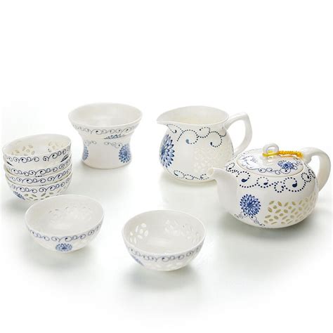 整套玲珑镂空茶具套装家用陶瓷功夫茶壶茶杯半自动懒人创意泡茶器 | 景德镇名瓷在线