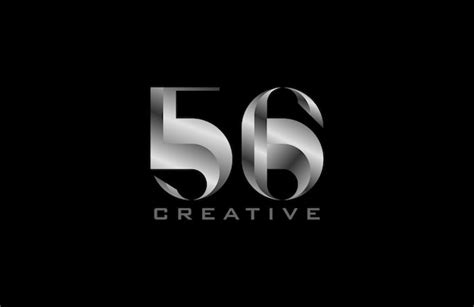Premium Vector | Number 56 logo modern number 56 in silver steel style usable for anniversary ...