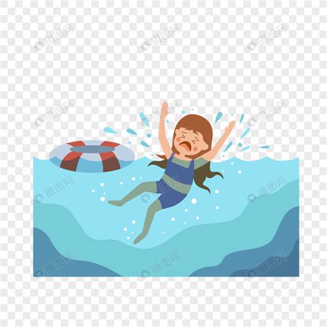 女孩深海游泳事故溺水概念插画元素素材下载-正版素材402090206-摄图网