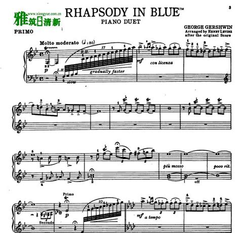 格什温 Gershwin蓝色猜想曲双钢琴版钢琴谱