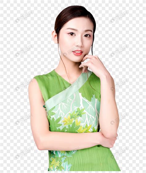 温柔绿色旗袍头像女生