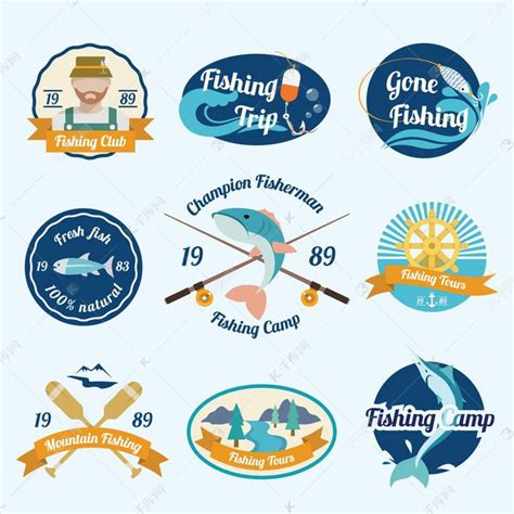 渔业公司身份标志徽章标签。素材图片免费下载-千库网