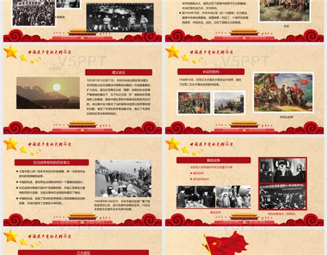 庆祝建党98周年共产党党史介绍PPT模板免费下载-包图网