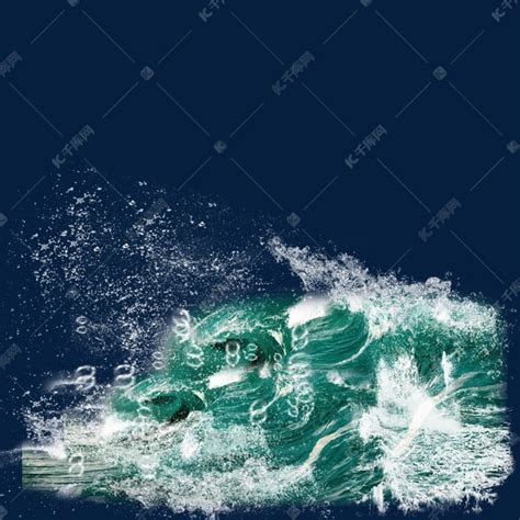 蓝色大海海涛波浪元素素材图片免费下载-千库网