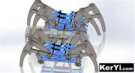 Robotic Spider蜘蛛八足爬行结构3D图纸 Solidworks设计 – KerYi.net