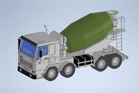 concrete-truck-mixer混凝土罐车3D数模图纸 STP格式 - KerYi