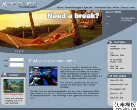 娱乐休闲网站系列旅游渡假山庄专用网页模板免费下载（psd） -久丰模板网站，提供免费及精美的网页模板下载
