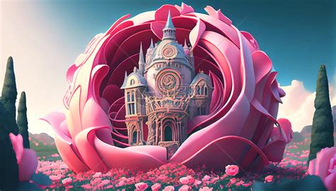手绘玫瑰城堡数字艺术插画图片下载-正版图片402435289-摄图网