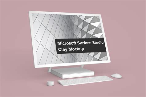 微软台式电脑渲染效果图样机模板展示 设备素材Microsoft Surface Studio Clay Mockup Side - 设计口袋