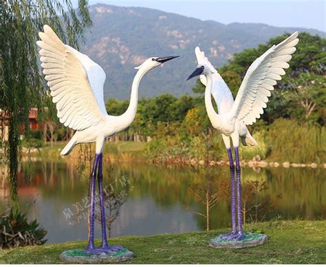 玻璃钢雕塑_白鹭摆件玻璃钢动物雕塑户外花园庭院园林景观水池装饰摆设 - 阿里巴巴