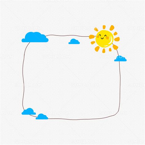 小贴士边框手绘边框手账边框可爱卡通太阳云朵边框手绘插画图片素材免费下载 - 觅知网