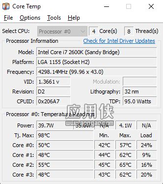 CoreTemp - 轻量化 CPU 温度查看器 | 应用侠软件下载