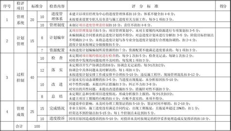 02.项目进度管理检查考核评分表_word文档在线阅读与下载_无忧文档