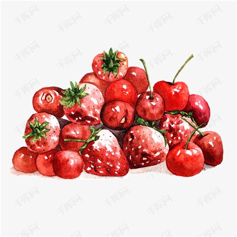 草莓车厘子莓果鲜果美味PNG甜蜜素材图片免费下载-千库网
