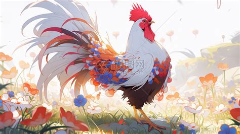 站在草丛中骄傲的卡通大公鸡插画图片下载-正版图片402467431-摄图网