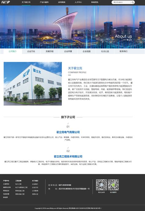 霍立克电气有限公司 - 企业网站 - 武汉网站建设_网站设计_网站制作_小程序开发-金百瑞公司