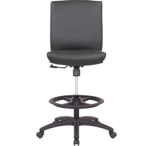 Interion® Antimicrobial Bonded Leather Drafting Stool, Black