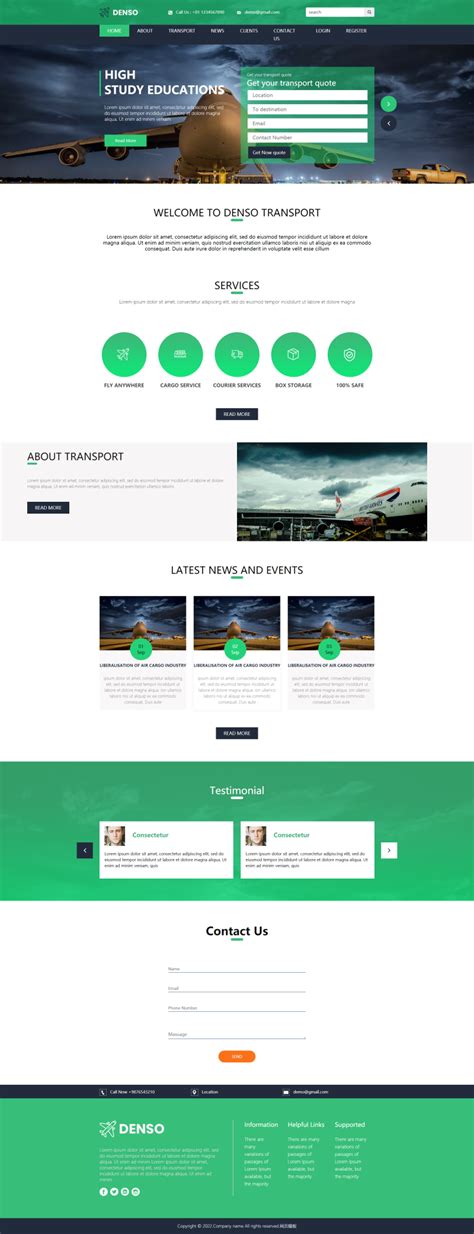 培训机构网站设计，绿色html航空学校网站模板_墨鱼部落格