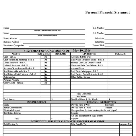 40+ Personal Financial Statement Templates & Forms ᐅ TemplateLab