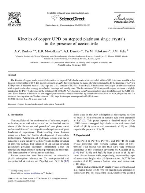 (PDF) Kinetics of copper UPD on stepped platinum single crystals in the ...