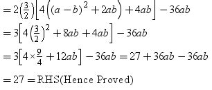 if 2a=3+2b prove that 8a3-8b3-36ab=27 - Maths - Polynomials - 2879948 ...