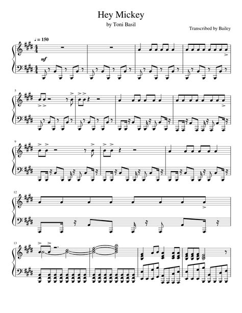 Hey Mickey Sheet music for Piano (Solo) | Musescore.com