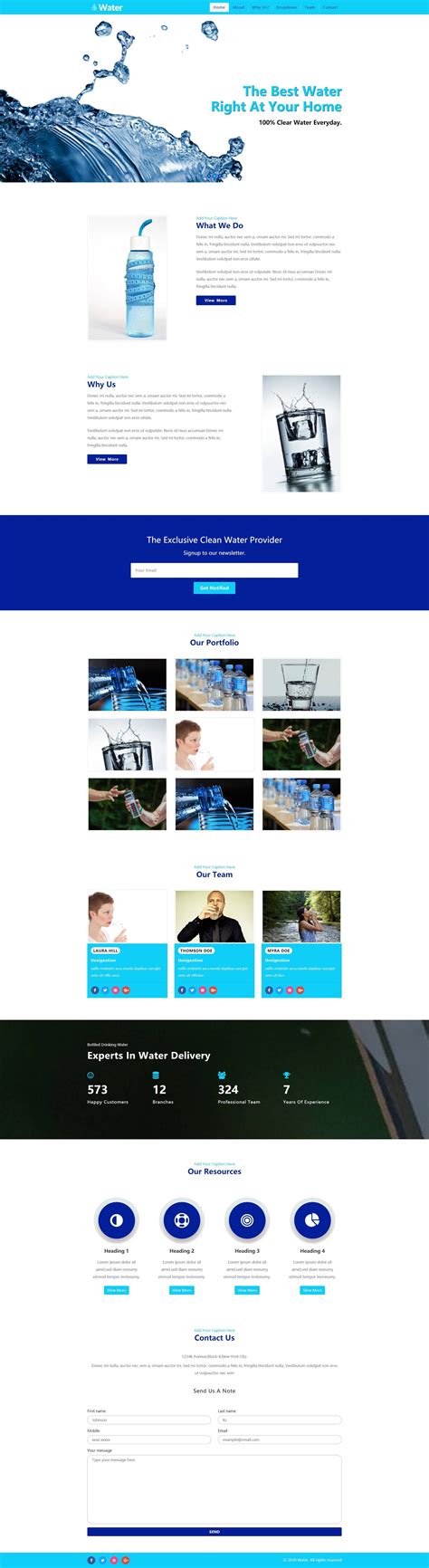 蓝色清爽的html纯净水公司网站模板_墨鱼部落格