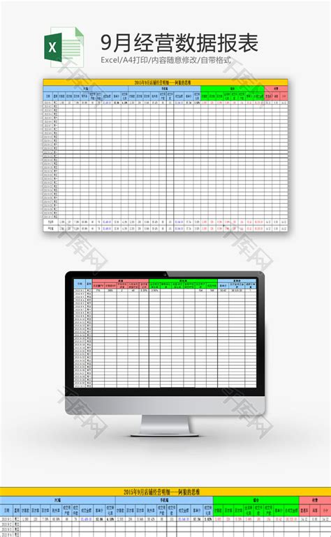 日常办公月度经营数据报表Excel模板_千库网(excelID：86276)