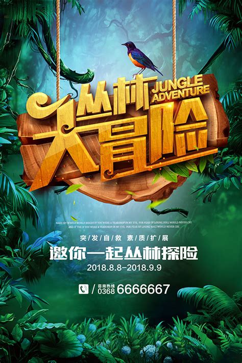 绿色神秘夏令营丛林探险活动海报设计图片下载_psd格式素材_熊猫办公