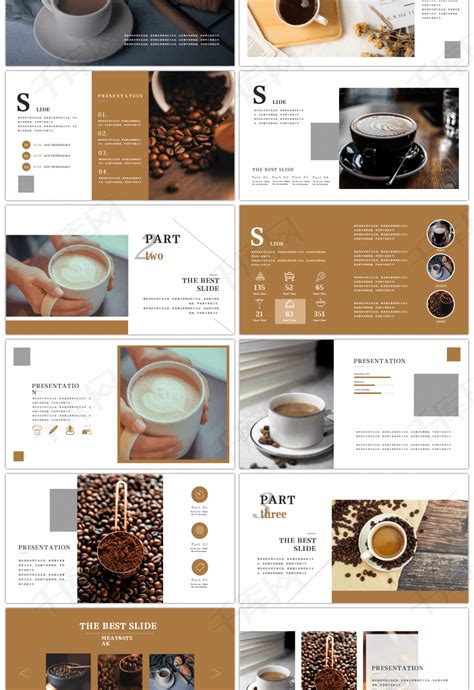 棕色画册风咖啡宣传推广PPTppt模板免费下载-PPT模板-千库网