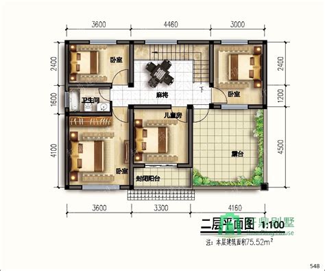 20万乡村二层自建房屋设计图，布局紧凑，空间利用率高_二层别墅设计图_鲁班设计图纸官网