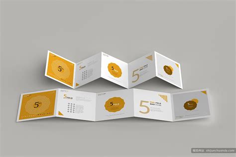 5折页方形小册子样机 Square Brochure Mockups