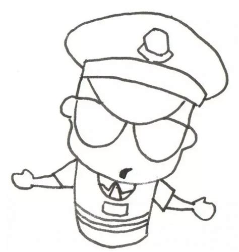 警察叔叔简笔画怎么画 教你画交警的简笔画画法 简单的警察卡通画教程图片[ 图片/6P ] - 才艺君