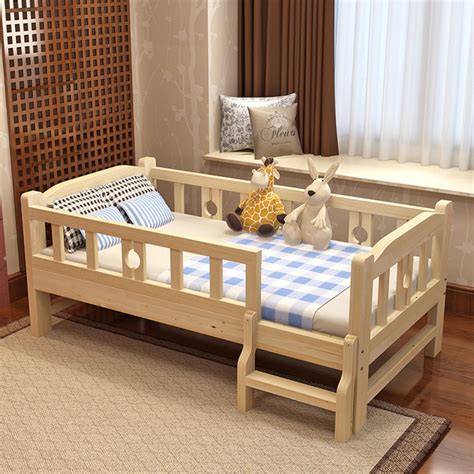 实木儿童床带护栏女孩公主床小孩床拼接床加宽幼儿园婴儿床宝宝床