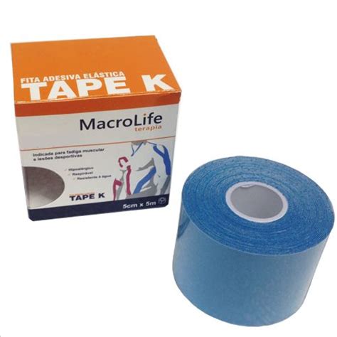 Fita Adesiva Elástica Tape K 75mm x 5m Kinésio 201473 Azul - Macrolife ...