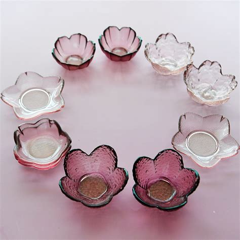 创意日韩花盘粉色樱花透明玻璃碟 酱料调味碟 厨房不规则餐具批发-阿里巴巴