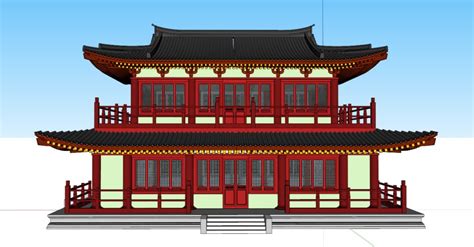 Sketchup古建筑模型|多层楼阁，中式风格，古建-BIM建筑网