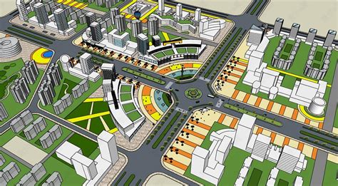 城市中心商务区规划设计 sketchup模型-Sketchup建筑模型,Sketchup城市规划模型,Sketchup商业区规划模型,模型 ...