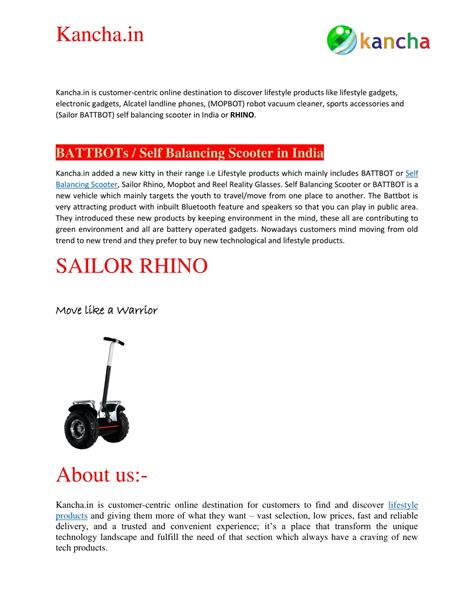 PPT - Kancha.in: Self Balancing Scooter in India PowerPoint Presentation - ID:7683603