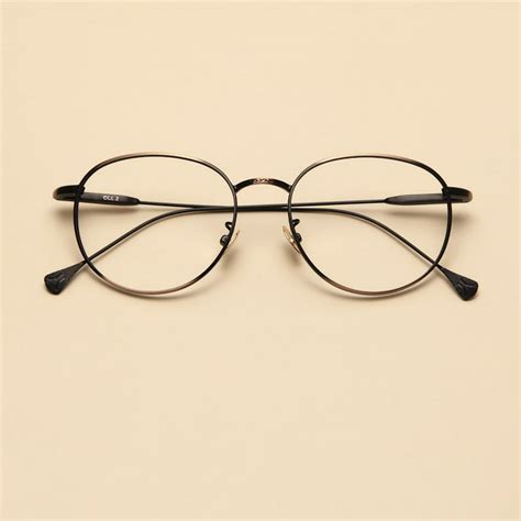 OULE 新款商务金属眼镜框超轻钛合金高档双色近视眼镜 黑金色_眼镜框_OULE眼镜网