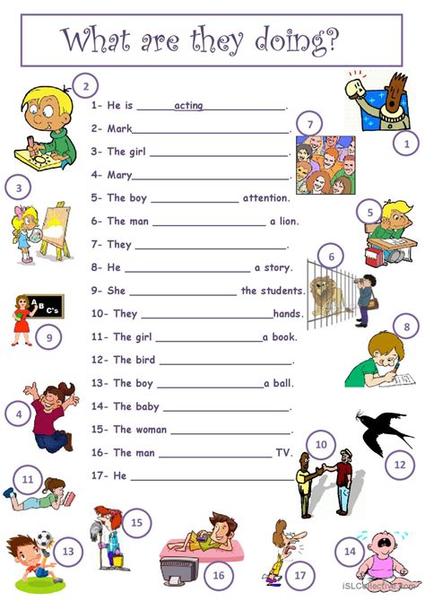 What are they doing?: English ESL worksheets pdf & doc