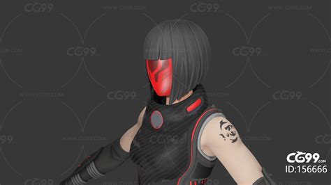 女刺客 女杀手 女忍者 科幻女 次世代女 蒙面女-cg模型免费下载-CG99